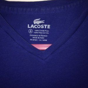 Lacoste mens V neck Tee. Original.